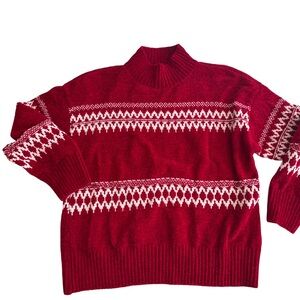 🎄Red and White Patterned Sweater